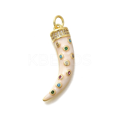 Brass Micro Pave Cubic Zirconia Enamel Pendants KK-D339-09G-1