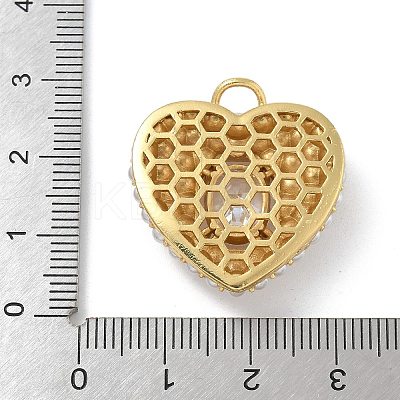 Rack Plating Brass Micro Pave Clear Cubic Zirconia with ABS Plastic Pearl Pendants KK-G515-55G-1