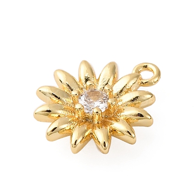 Brass Pave Clear Cubic Zirconia Charms KK-V016-18G-1