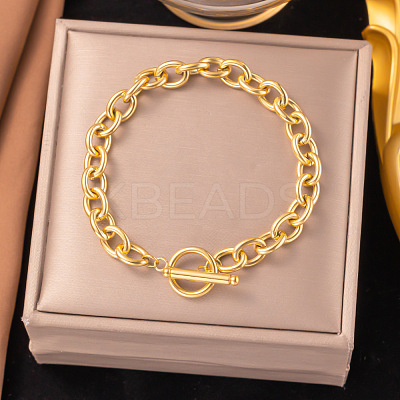 304 Stainless Steel Chain Bracelets for Women BJEW-Z106-03G-1