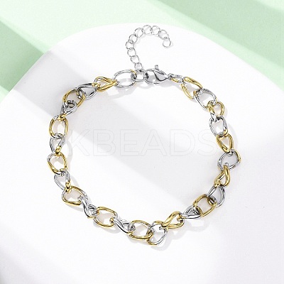 304 Stainless Steel Cuban Link Chains Bangles for Women BJEW-B150-08GP-1