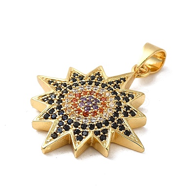 Brass Cubic Zirconia Pendants KK-K275-05G-1