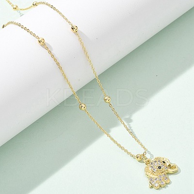 Brass Micro Pave Clear Cubic Zirconia Pendant Necklaces for Women NJEW-M084-02G-04-1