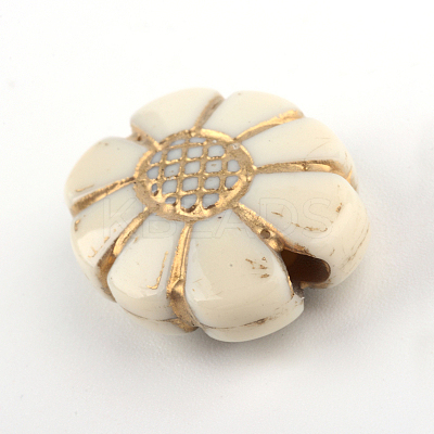 Flower Plating Acrylic Beads PACR-Q102-09A-1