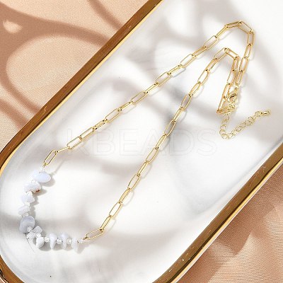 Natural Blue Lace Agate Chip Beaded Necklaces NJEW-C070-04G-03-1