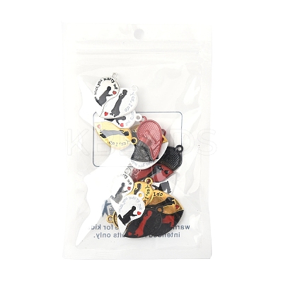10 Bags Spray Painted Alloy Red and Black Enamel Split Pendants FIND-FS0004-21-1