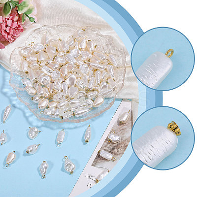 120Pcs 12 Styles ABS Plastic with Acrylic Pearl & Iron Pendants & Connector Charms PALLOY-PH01910-1