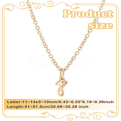 1pc 304 Stainless Steel Letter Pendant Necklaces NJEW-LP0001-39F-G-1