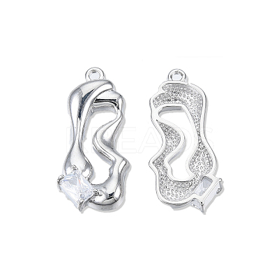 Brass Pave Clear Cubic Zirconia Pendants KK-N232-442P-1