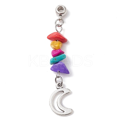 Dyed Synthetic Turquoise Chip Pendants PALLOY-JF02238-01-1