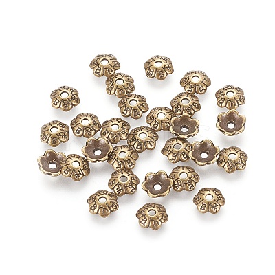6-Petal Tibetan Style Alloy Flower Bead Caps LS-X-TIBEB-P002-03AB-NR-1