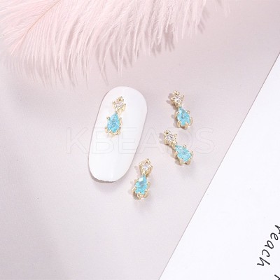 Chinese lute Shape Brass Micro Pave Clear Cubic Zirconia Nail Gems Set MRMJ-T015-40-M-1