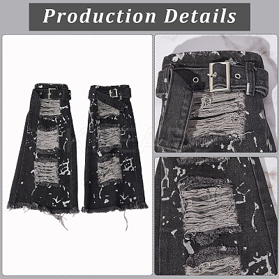 Denim Fabric Ripped Leg Sleeves AJEW-WH20060-26-1