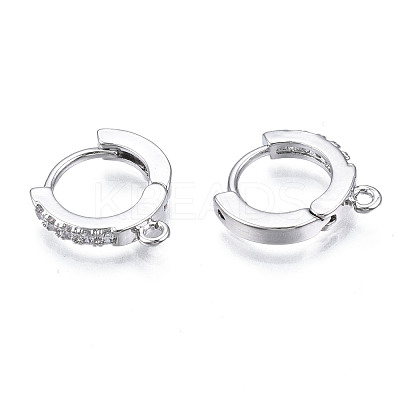 Brass Micro Pave Cubic Zirconia Huggie Hoop Earring Findings KK-T063-012P-NF-1
