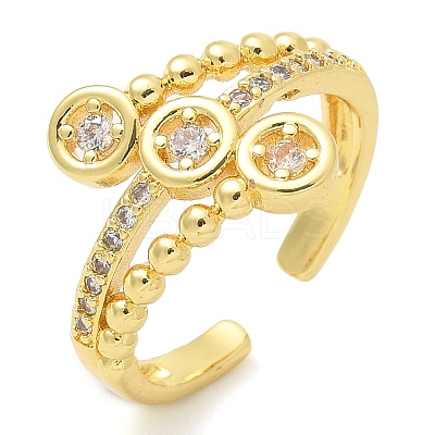 Brass Micro Pave Clear Cubic Zirconia Cuff Rings LS-RJEW-M029-02G-1