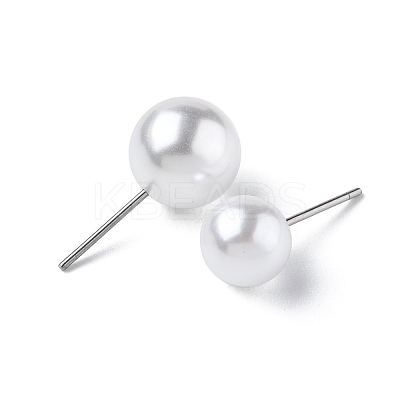 60Pcs 3 Size Grade A Plastic Imitation Pearl Stud Earrings for Women EJEW-YW0001-09-1