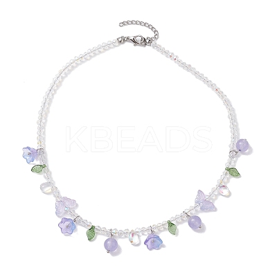 Glass with Malaysia Jade Beaded Necklaces NJEW-JN04680-01-1