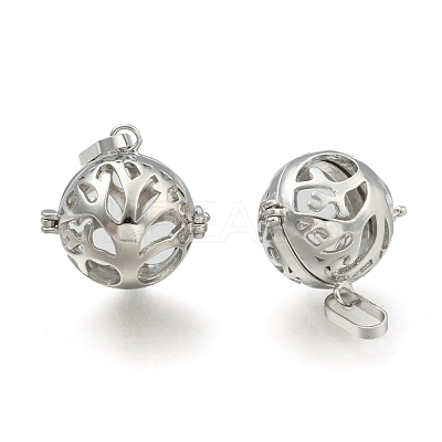 Brass Hollow Round Cage Pendants KK-E662-10P-NR-1