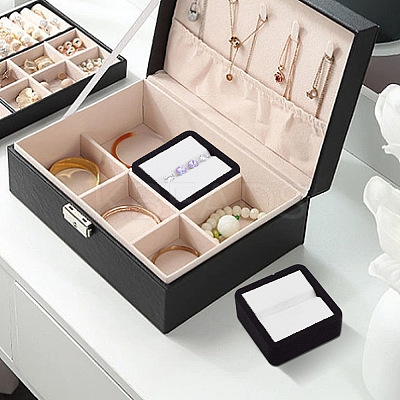 Square Velvet with Fibre Cloth Loose Diamond Jewelry Display Case ODIS-WH0038-23B-1