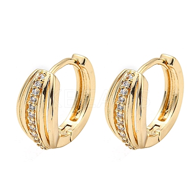 Brass with Clear Cubic Zirconia Hoop Earrings EJEW-B035-34KCG-1
