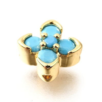 Brass Micro Pave Cubic Zirconia Beads KK-D356-03B-G-1