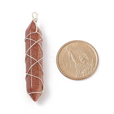 Natural & Synthetic Mixed Stone Double Terminal Pointed Pendants PALLOY-JF01808-1