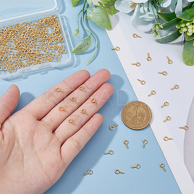 200Pcs Brass Screw Eye Pin Peg Bails KK-HY0003-40-1