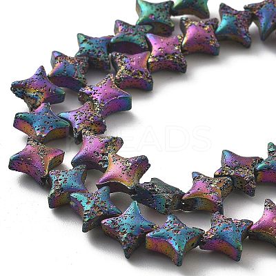 Electroplated Natural Lava Rock Beads Strands G-A251-C01-01E-1
