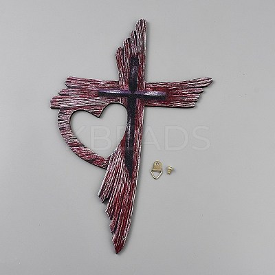 Wood Cross Wall Decorations HJEW-WH0108-007-1