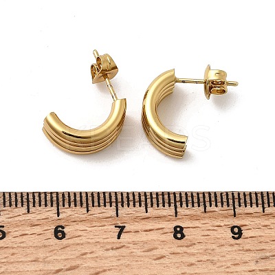 201 Stainless Steel Triple Stud Earrings EJEW-Z151-01G-1