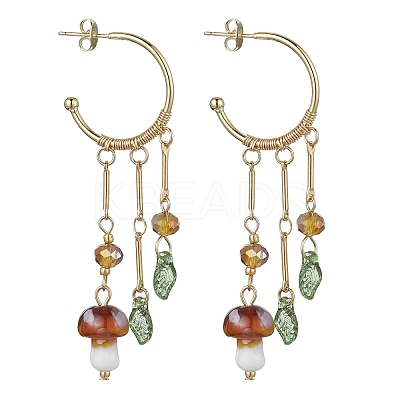 Golden 304 Stainless Steel Half Hoop Earrings EJEW-JE05675-01-1