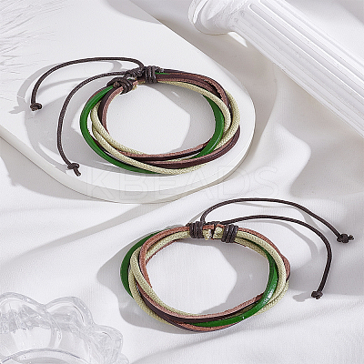 1Pc PU Leather Multi-strand Braided Bracelets for Women Men BJEW-LP0003-38-1