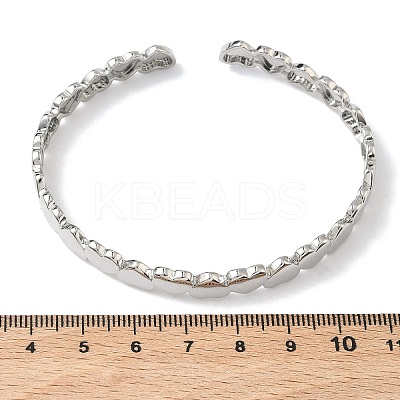 Heart Brass Cuff Bangles for Women BJEW-C144-01B-P-1