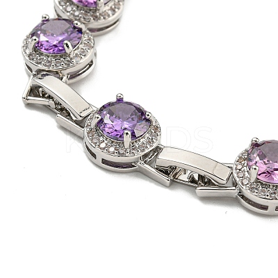 Flat Round Glass Link Chain Bracelets BJEW-H604-02P-07-1