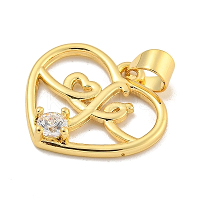 Rack Plating Brass Micro Pave Clear Cubic Zirconia Pendants KK-B091-49G-04-1