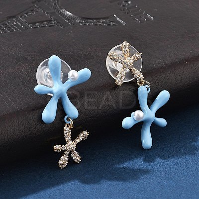 Brass Cubic Zirconia Stud Earrings EJEW-D301-03G-01-1