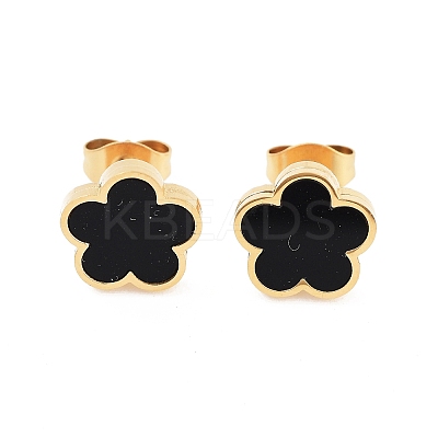 Flower Resin Stud Earrings X-EJEW-K281-01G-03-1