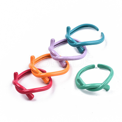 Spray Painted Brass Cuff Rings RJEW-S045-113-NR-1