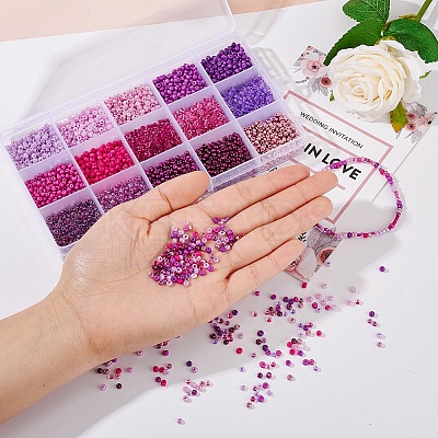 3750Pcs 15 Style 8/0 Glass Round Seed Beads SEED-YW0001-40B-1
