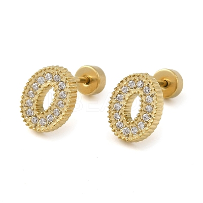 304 Stainless Steel with Rhinestone Stud Earrings EJEW-G364-24G-1