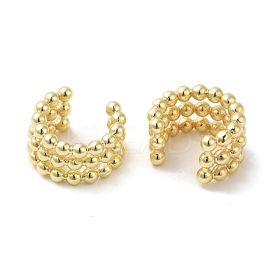 Rack Plating Brass Triple Lines Cuff Earrings EJEW-D073-05G-1