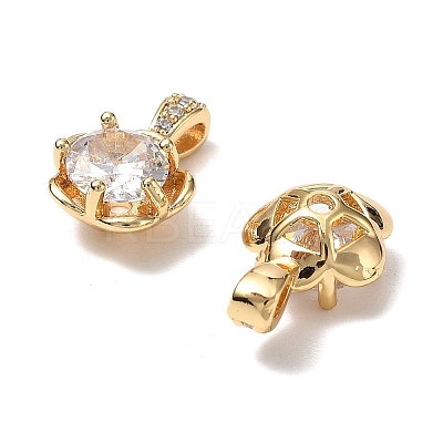 Brass Micro Pave Clear Cubic Zirconia Charms KK-A259-31G-1
