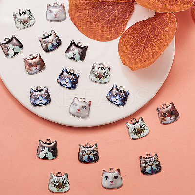 60Pcs 6 Colors Zinc Alloy Enamel Pendants ENAM-CJ0001-77-1