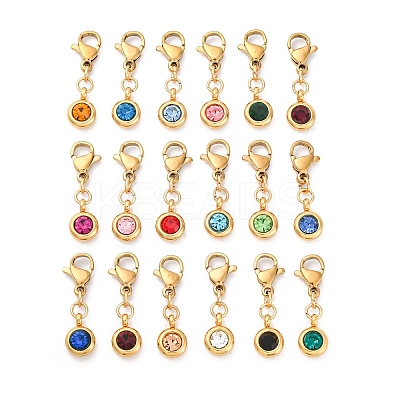 304 Stainless Steel Rhinestone Pendants STAS-D301-24G-19-1