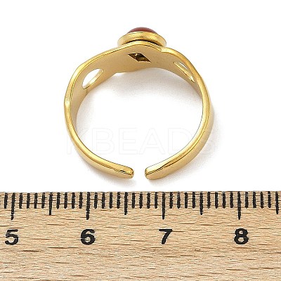 316 Stainless Steel with Natural Mixed Gemstone Cuff Rings RJEW-Z098-01G-05-1