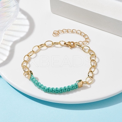 Waxed Cotton Cords Braided Link Bracelets BJEW-JB09963-02-1