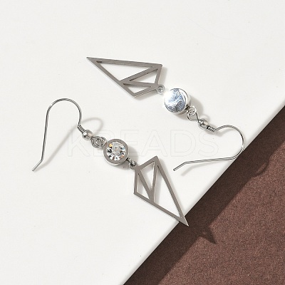 304 Stainless Steel Triangle Dangle Earrings EJEW-Z129-07P-1