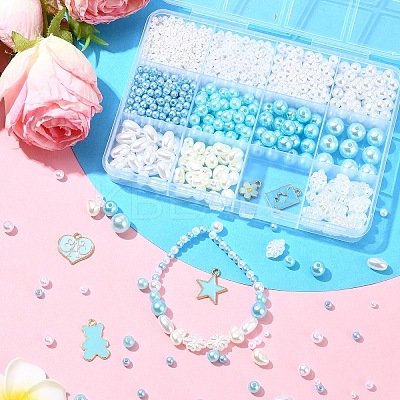 DIY Round ABS Plastic Imitation Pearl Beads Bracelets Making Kits DIY-YW0009-80-1
