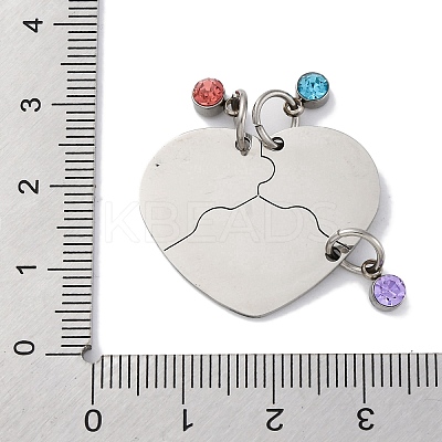 Best Friends Forever 201 Stainless Steel Rhinestone Connector Charms STAS-Q342-08B-P-1
