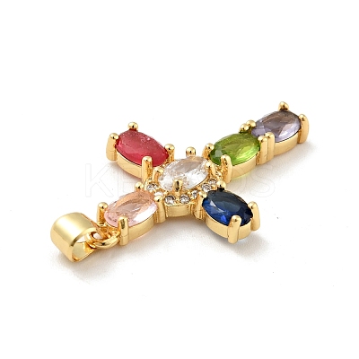 Rack Plating Brass Micro Pave Cubic Zirconia Pendants ZIRC-F129-29-G-1